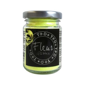 Barattolo di glitter Fleur giallo neon, materiale per il fai-da-te.