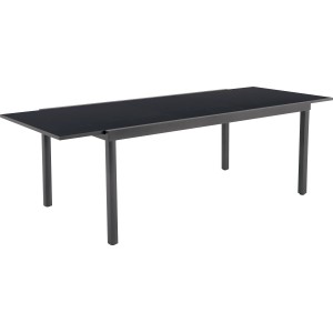 Tavolo da giardino Harris rettangolare allungabile nero con struttura in alluminio.