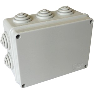 Scatola da parete t.b.t. grigia per installazioni elettriche.