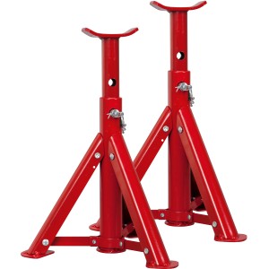 Set di cavalletti rossi B-UB-2000 per lavorare in sicurezza sotto i veicoli. Portata: 2000 kg.