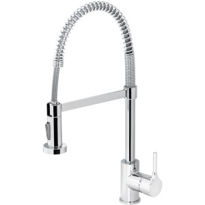 Miscelatore monocomando t.b.t. con molla a spirale, cromato.