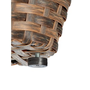 Dettaglio: Vaso conico, marrone, effetto rattan, con piedino regolabile.