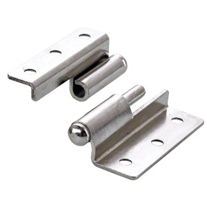 Cerniera per mobili Hettich, 50x40 mm, a gomito destra, nichelata, per ante mobili a battuta.
