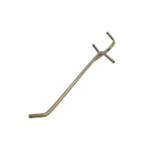 Gancio in metallo per pannelli forati per l'esposizione dei prodotti.