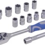 Set di chiavi a bussola LUX da 12 pezzi 12,5 mm (1/2) con cricchetto, prolunga e bussole.