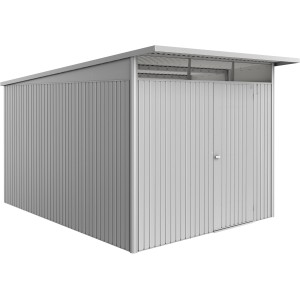 Casetta da giardino in metallo Biohort AvantGarde ECO, misura A8, argento metallizzato, con porta standard.