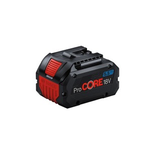 Batteria Bosch Professional ProCORE 18V/5,5 nera con dettagli rossi.
