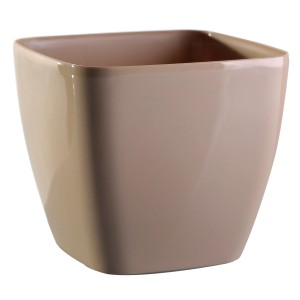 Vaso da fiori quadrato beige per interni.
