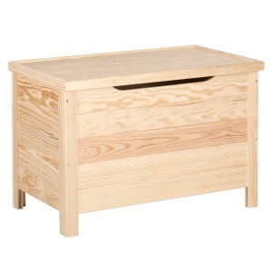 Baule/bauli in legno chiaro con coperchio e maniglia incassata.