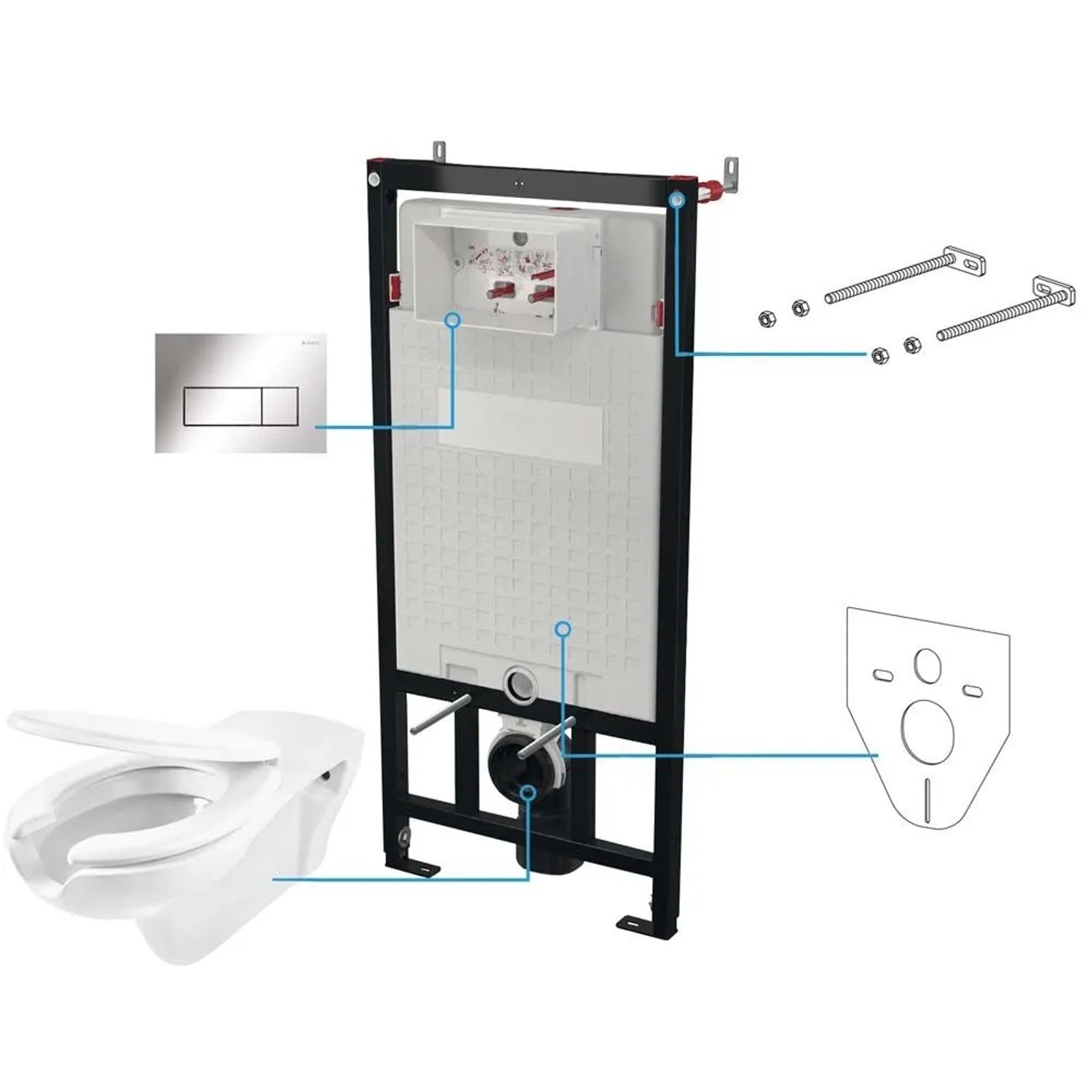 Set WC murale Vital 6 in 1 bianco - cromo