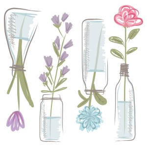 Adesivo da parete con fiori in vasi, decorazione per la casa.