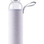 Bottiglia Culinario in vetro, 550ml, con custodia in tessuto grigio e tappo in acciaio inox.