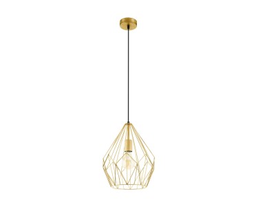 Lampada A Sospensione EGLO Carlton 1 - Design Vintage/Retrò In Acciaio Nero E Rame, Attacco E27, Diametro 20.5 Cm