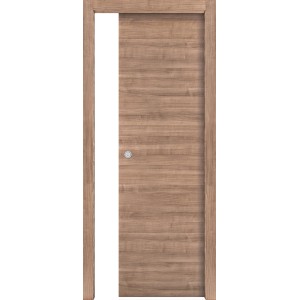 Porta interna color legno con set maniglia per uso interno.
