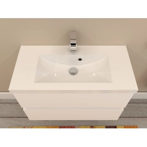 t.b.t. Lavabo singolo bianco con rubinetto.
