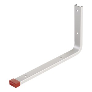 Staffa a muro dritta, 130x230 mm, in alluminio con cappuccio in gomma rossa. Ideale per mensole.