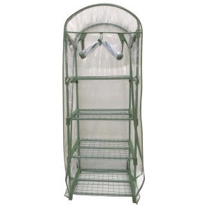 Serra t.b.t. con ripiani e copertura trasparente.