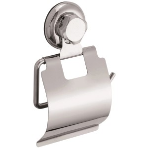 Porta carta igienica cromato con ventosa per montaggio a parete.