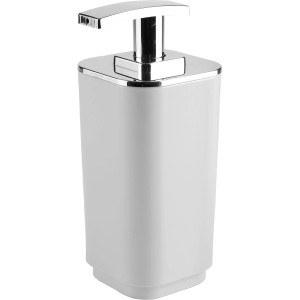 Dispenser sapone t.b.t., bianco con pompa cromata per bagno e cucina.