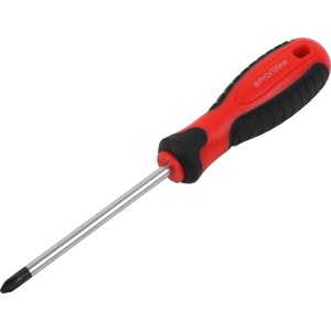 Cacciavite PH2 x 100 mm con manico rosso e nero e punta cromata.