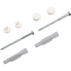 Set di fissaggio per WC a terra LUX con tasselli, viti e coperture per l'installazione del WC.