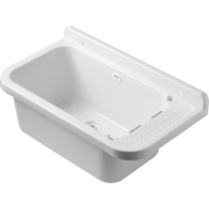 Lavandino t.b.t. bianco in plastica, vista dall'alto.