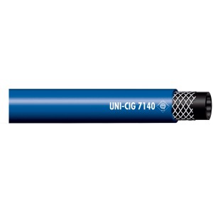 Tubo per irrigazione t.b.t. blu con interno nero e motivo a rete bianca.