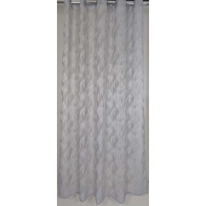 Tenda in tessuto grigio t.b.t. con occhielli per decorazioni domestiche.