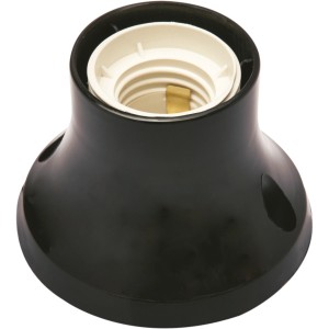 Portalampada nera con attacco E27 per lampadine.