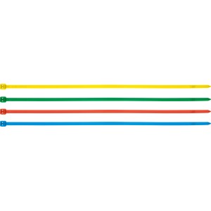 Fascette colorate, 300 mm, 4,2 mm, in nylon, nei colori giallo, verde, rosso e blu.