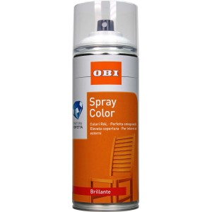 OBI Spray Color, vernice spray bianca per interni ed esterni, finitura brillante.