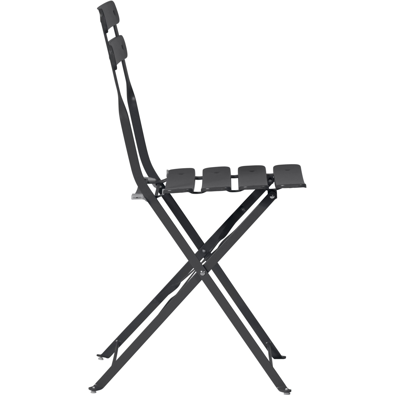 Sedia da giardino pieghevole antracite, ideale per balconi e terrazze.
