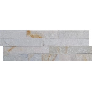 Rivestimento murale in pietra naturale chiara t.b.t. con venature delicate per interni ed esterni.