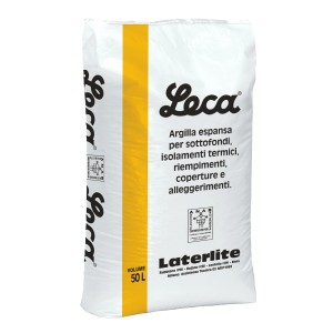 Sacco di argilla espansa Leca 50L per sottofondi, isolamento e riempimento.
