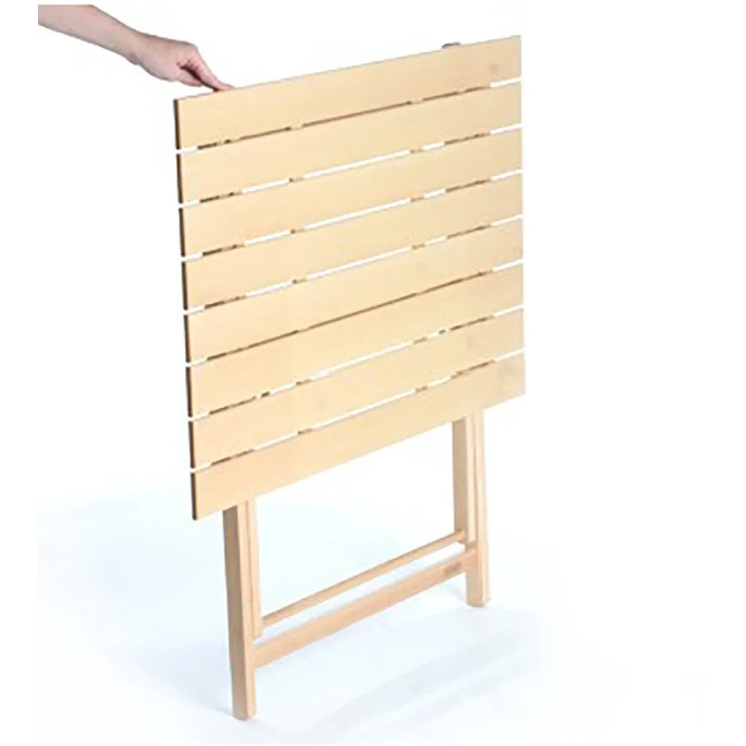 Tavolo da giardino pieghevole in legno chiaro t.b.t. per balcone o terrazza.