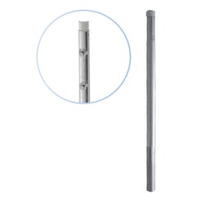 Asta metallica per accessori video, dettaglio del fissaggio.