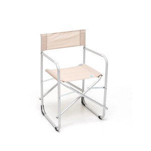Sedia da regista t.b.t. beige con struttura in alluminio.