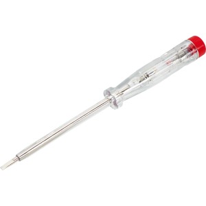 Tester di tensione, 100 mm, con manico trasparente e cappuccio rosso. Strumento per testare le tensioni.