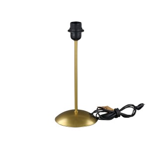Base per lampada dorata con portalampada nero e cavo per lampade da tavolo.