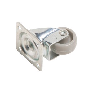 Rotella girevole per mobili con piastra, ruota morbida, Ø 30mm, portata 30kg.