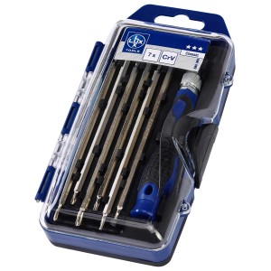 Set di punte intercambiabili LUX Classic, 7 pezzi, per cacciavite, in scatola di plastica.