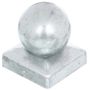Copripalo quadrato zincato a caldo con sfera, 91x91 mm, per pali in legno.