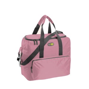 Borsa da viaggio/sportiva rosa per attrezzatura da campeggio con manici e tracolla.