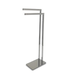 Portasciugamani moderno in metallo color argento per il bagno.