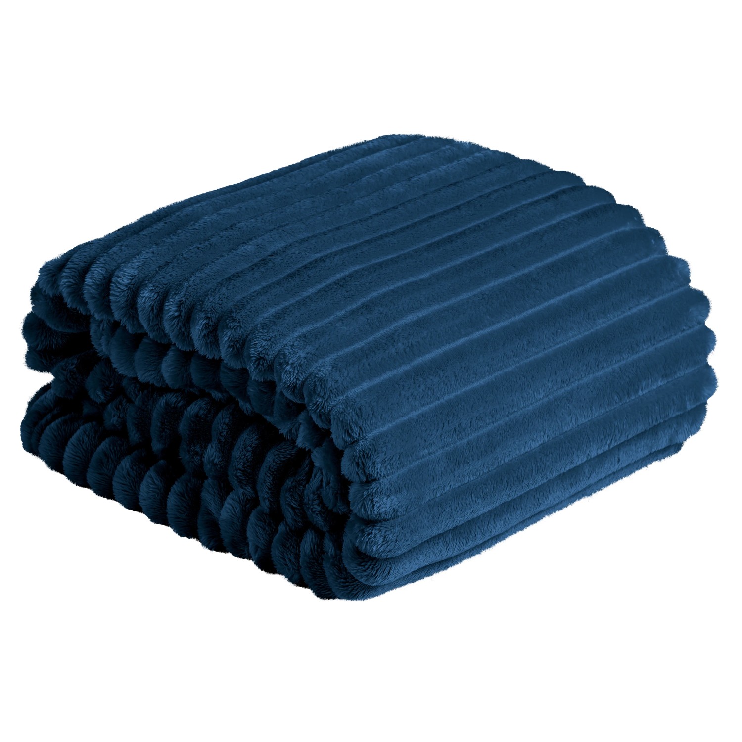 Coperta t.b.t. blu scuro piegata con motivo a coste.