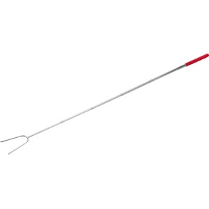 Forchetta BBQ allungabile Jamestown in acciaio inox con manico rosso. Utensile per grigliare in sicurezza.