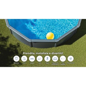 Piscina fuori terra tonda in acciaio antracite Gre Ø 350 H 132 cm