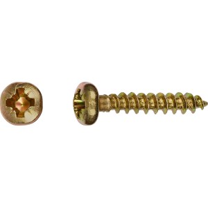 Vite universale LUX, testa bombata, Ø 3,5 x 25 mm, zincata gialla, con impronta PZ.