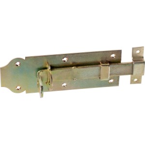 Catenaccio per porta zincato giallo, 180x65mm, per fissare porte e cancelli all'esterno.