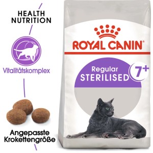 Royal Canin Sterilised 7+ cibo per gatti, confezione da 1,5 kg per gatti anziani sterilizzati.